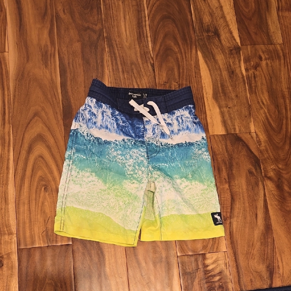 Abercrombie & Fitch Kids Blue and Green Swim Shorts 7/8